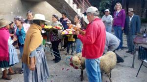 Abad playing charango at Easter party
