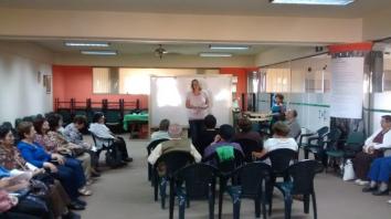 Marlies giving a session on mindfulness to pensioners.