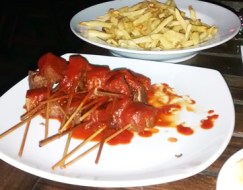 On the first night in Buenos Aires, we ordered ribs and got this. Ribs on a stick. We weren't ready for that, but they were very tasty.