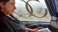 Aan bloggen in bus